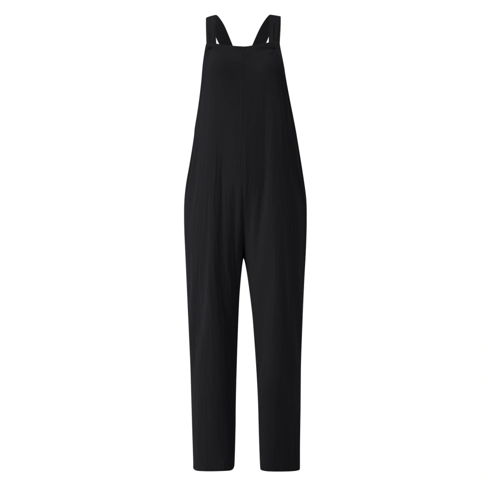 Solid Color Close-Fitting Suspender Trousers Bib Overall with Pocket