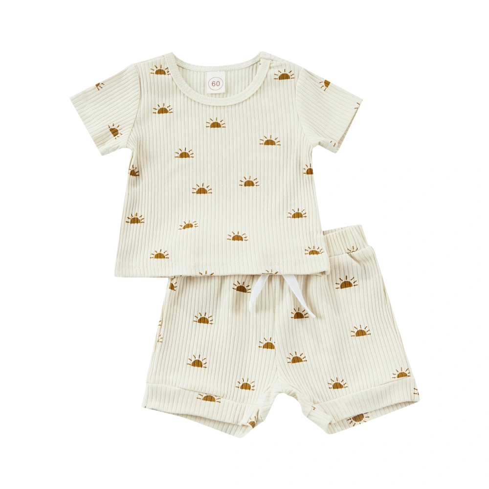 Baby Summer Suit, Short Sleeve Sun Knitted Tops+Bandage Shorts