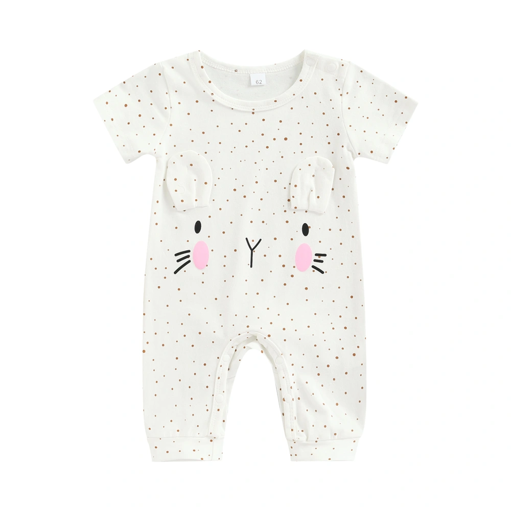 Baby Boy Girl Jumpsuit Cartoon Pattern Short Sleeve Dots Romper