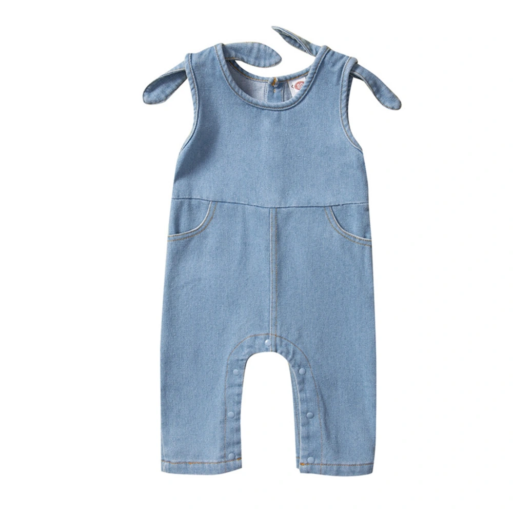 Infant Baby Girls Denim Romper Solid Color Sleeveless Jumpsuits