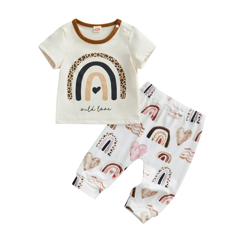 Baby’s Rainbow Printing Short Sleeve T-shirt and Long Pants Set