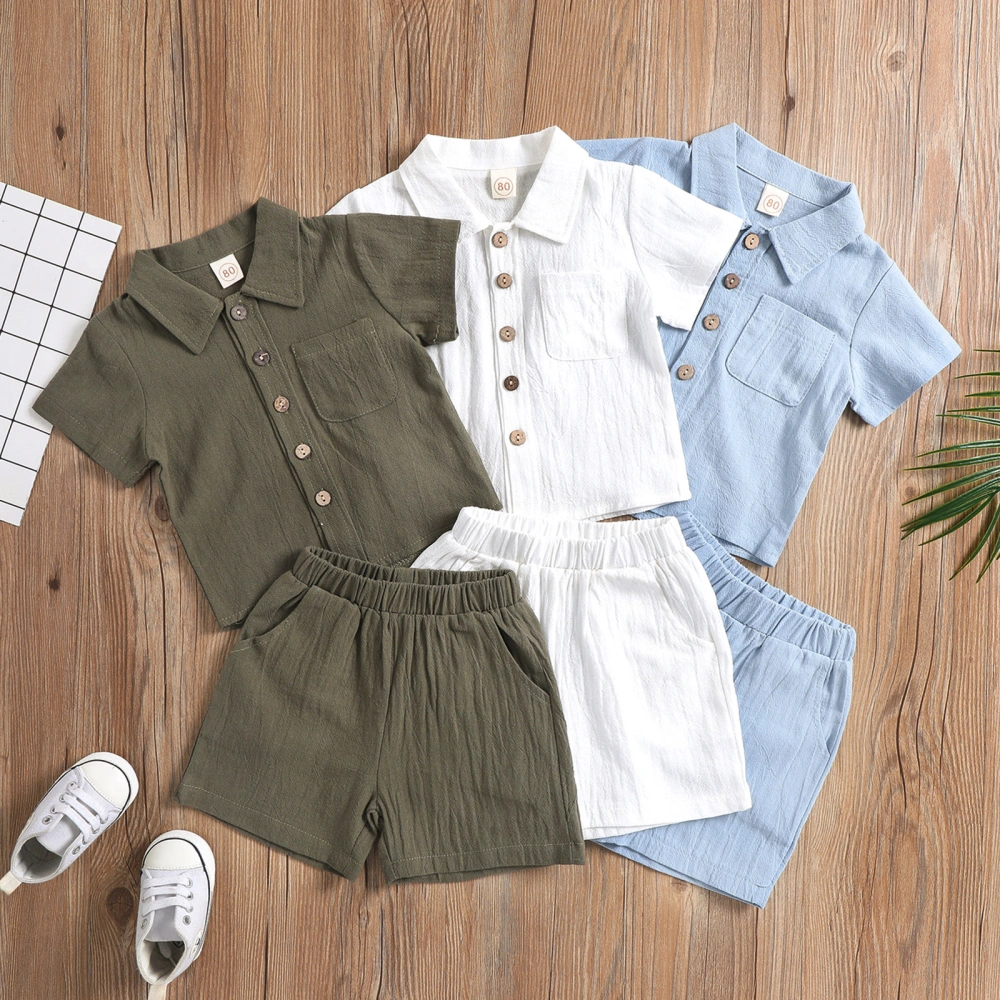 Little Boys Outfit, Lapel Short Sleeve Single-breasted Tops, Shorts