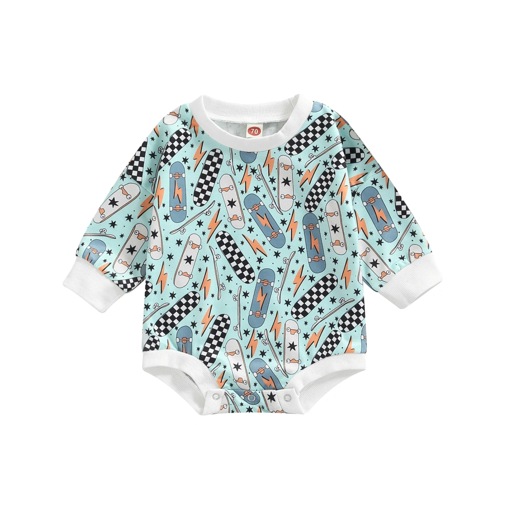 Toddler Skateboarding & Lightning & Star & Plaid Print Bodysuit