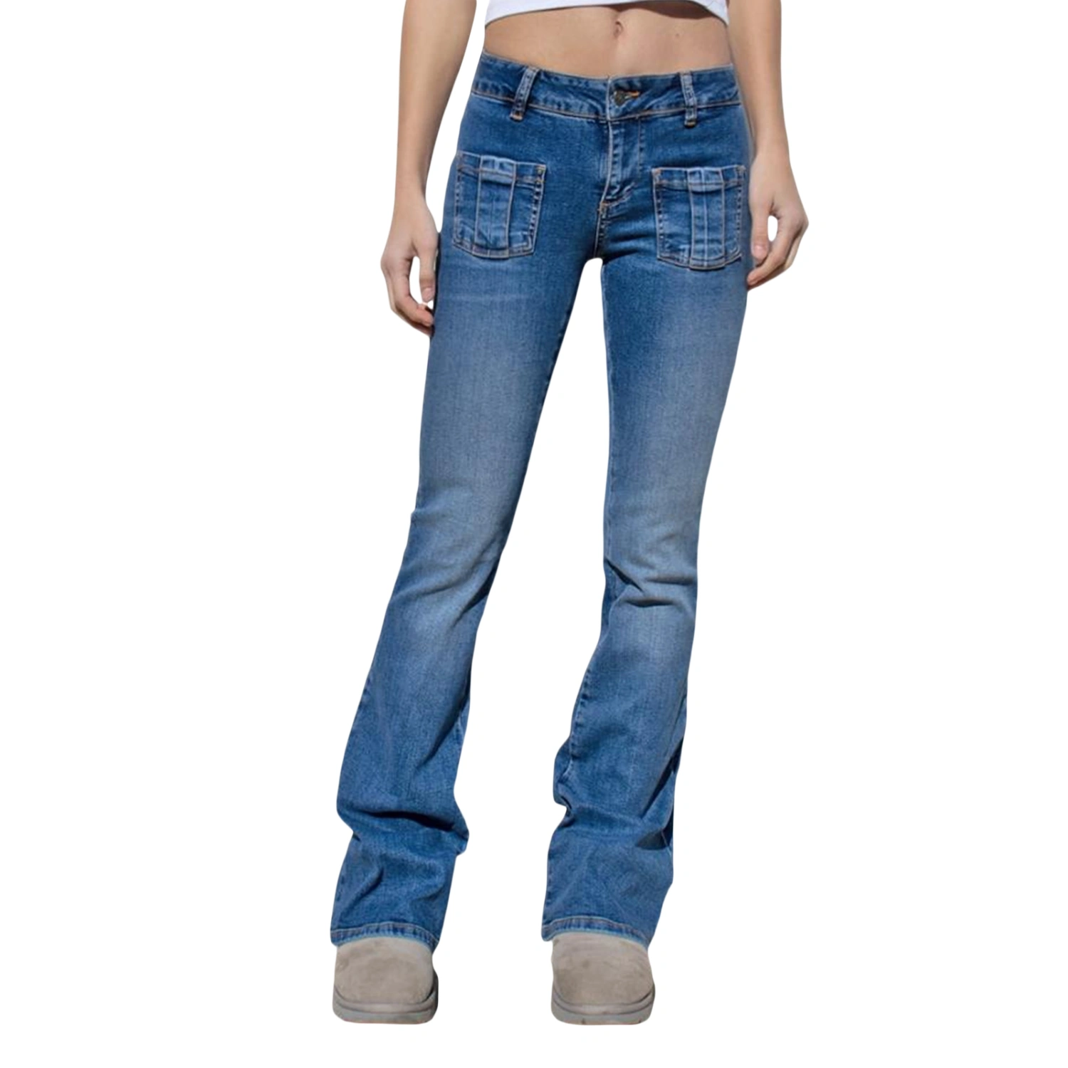 Women’s Bootcut Jeans, Shiny Rhinestone Star Low Rise Denim Pants