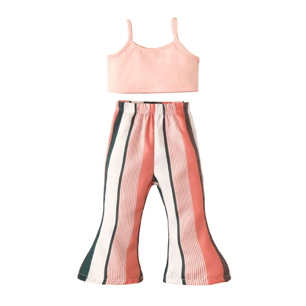 Baby Girls Solid Color Camisole and Printing Bell Bottoms Trousers