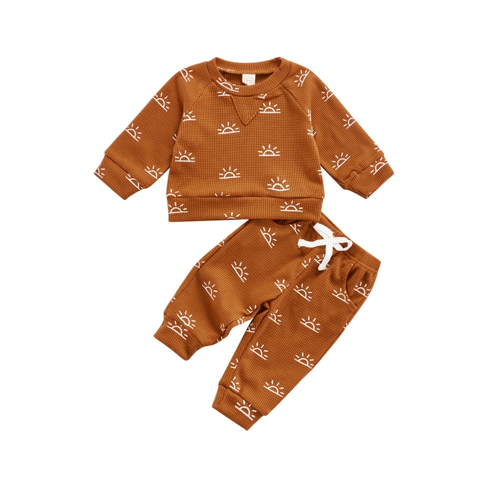 Babies Clothes Set, Sun Printing Pullover and Elastic Waist Pants