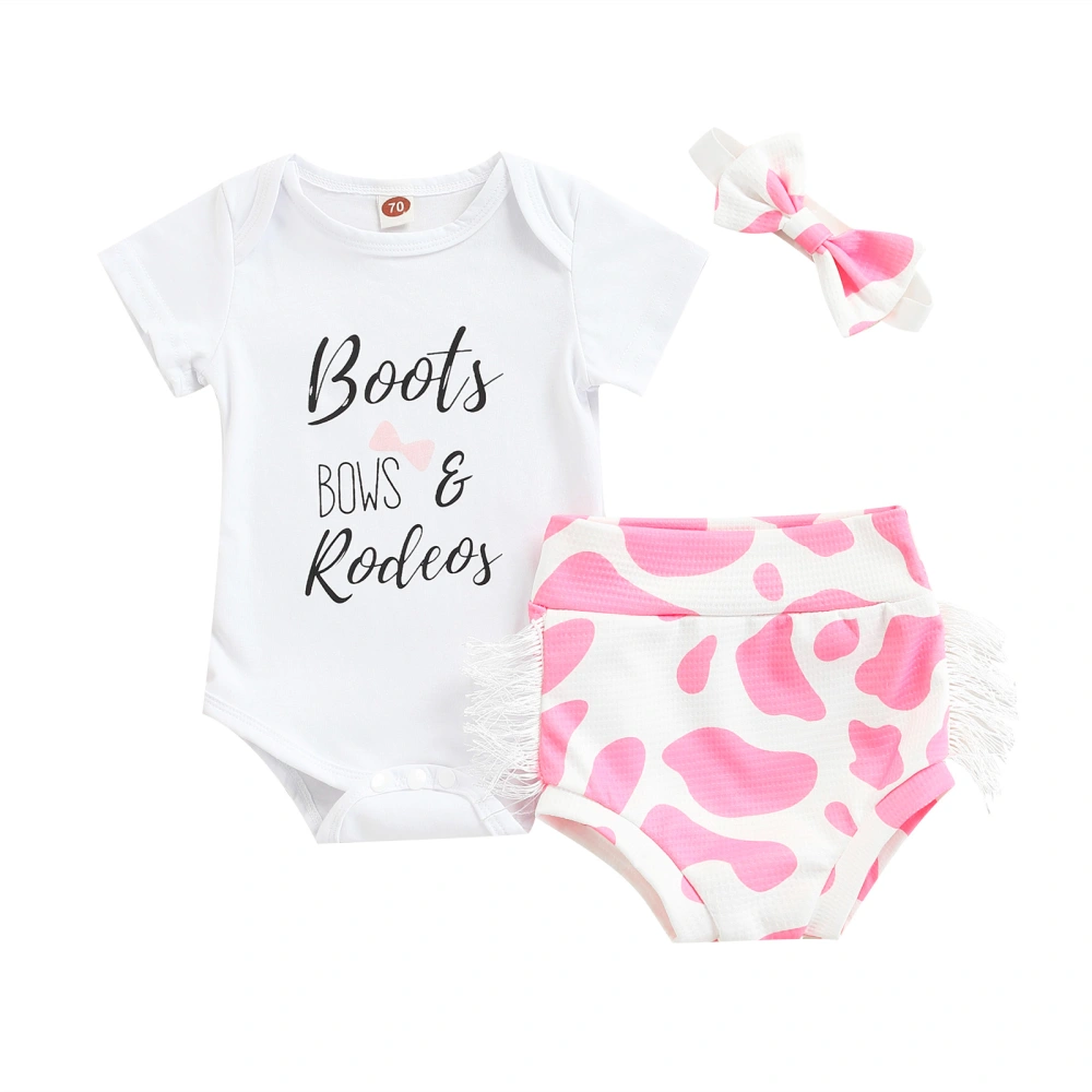 Baby Romper Set Letter Jumpsuit + High Waist Shorts + Hairband 