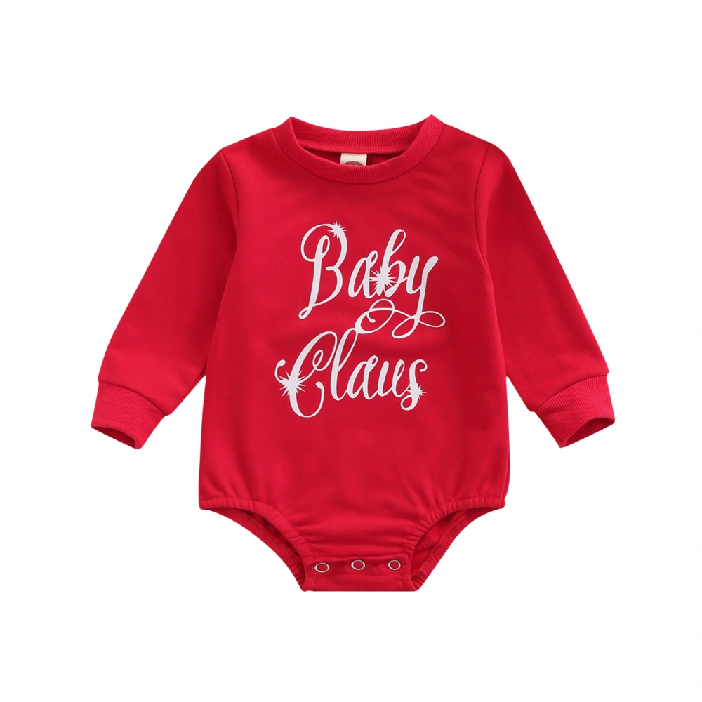 Baby Christmas Rompers, Letters Print Crewneck Long-Sleeve Jumpsuit