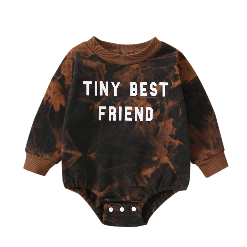 Infant Baby Letter Tie-Dye Print Long Sleeve Snap Triangle Romper