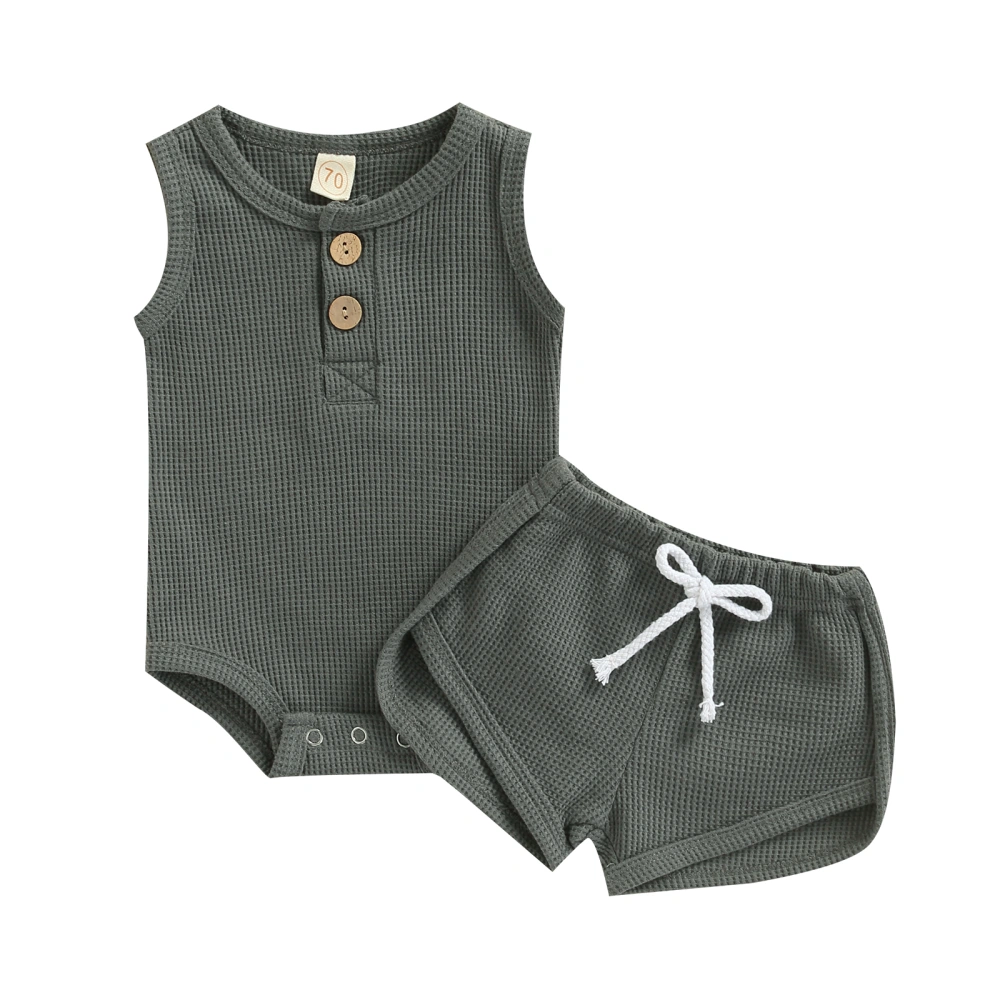 Baby Boy Clothing Set, Newborn Infant Round Neck Romper Shorts