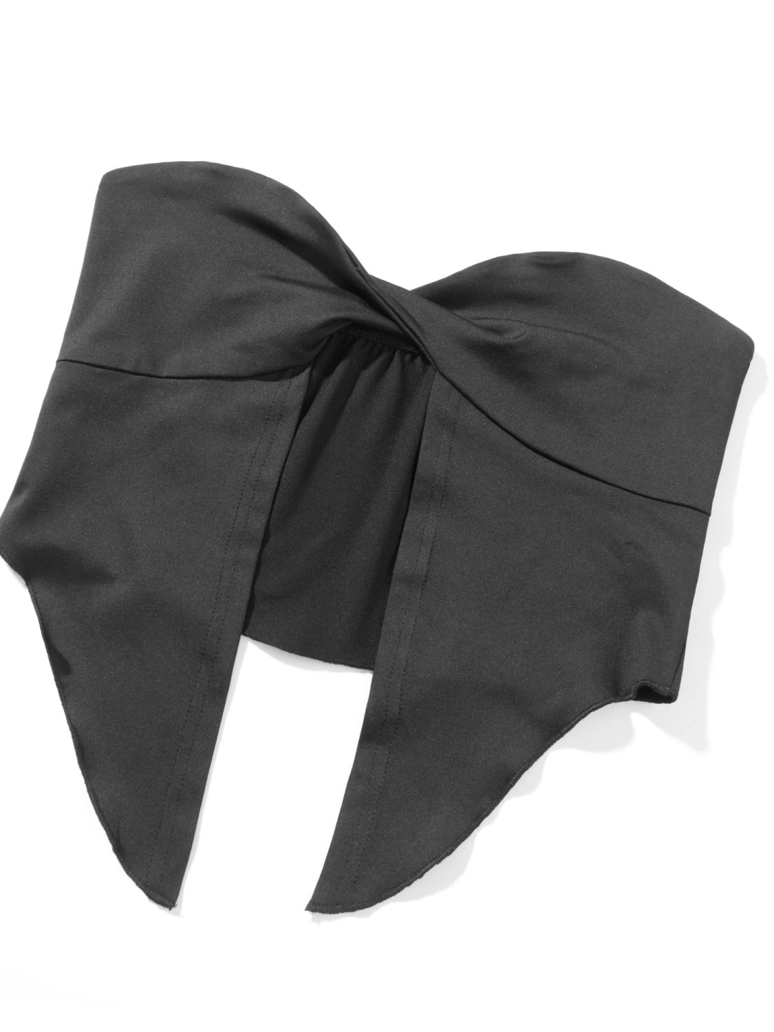 Women Summer Outfits Solid Color Knotted Slit Bandeau and Mini Skirt