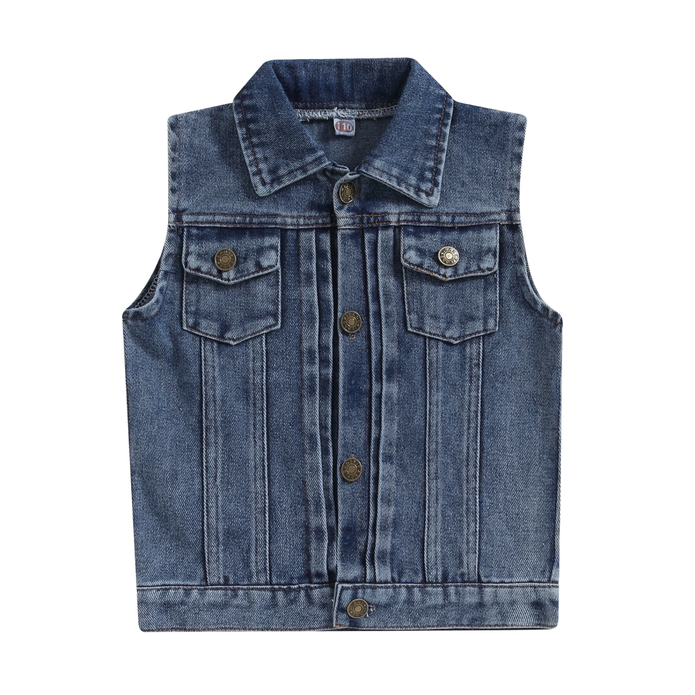 Kids Vest Jacket, Sleeveless Button Closure Denim Vest Casual Jacket