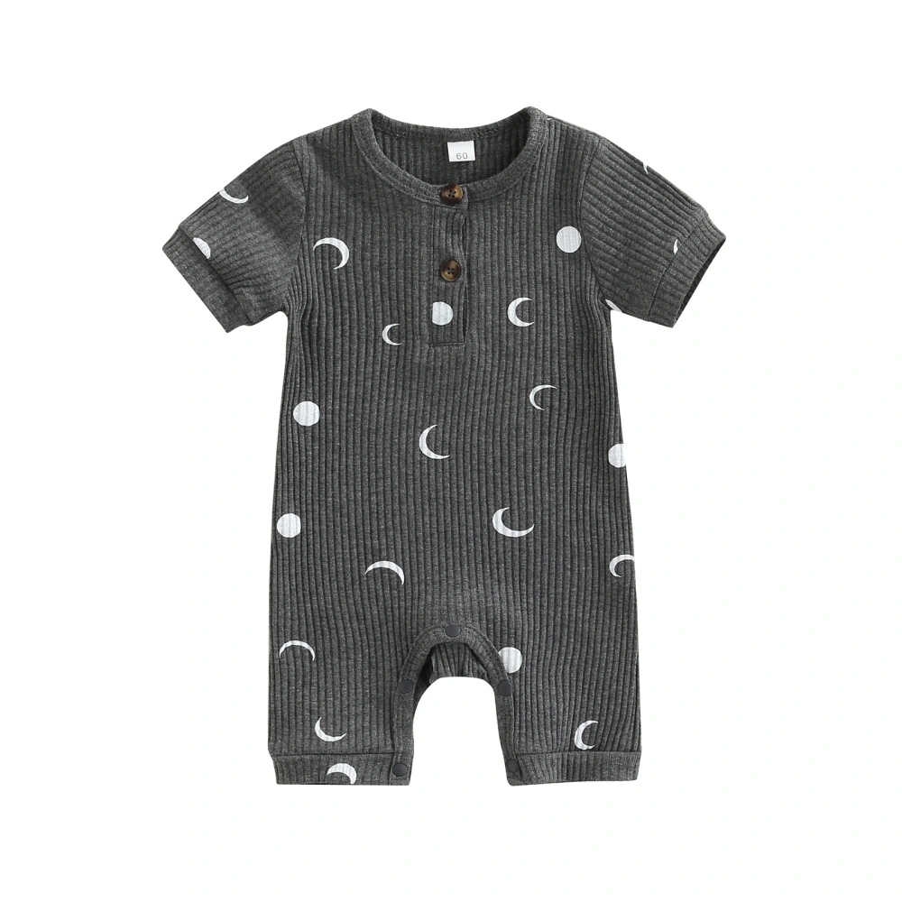 Infant Baby Summer Jumpsuit, Cartoon Moon Prints Short Sleeve Romper 