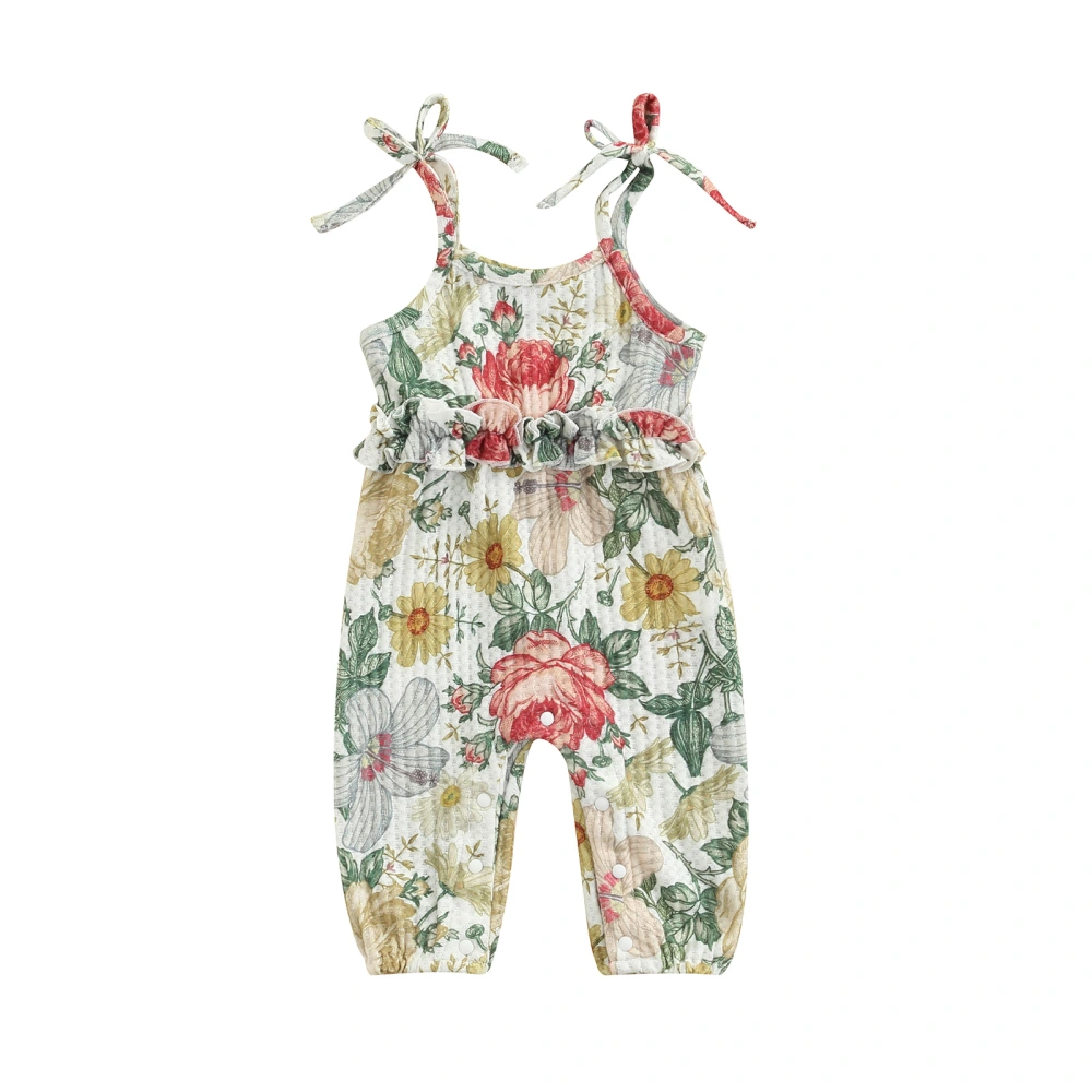 Baby Girls Jumpsuit, Multi-color Floral Printed Pattern One-piece