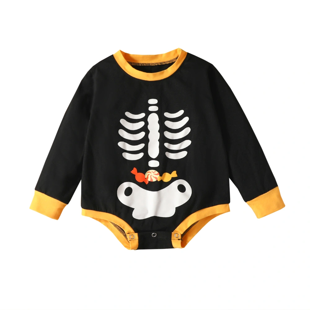 Baby Jumpsuit Long Sleeve Halloween Skeleton Candy Contrast Romper