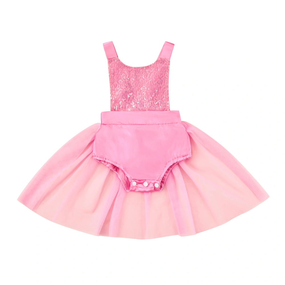  Baby Girls Romper Dress, Pink Sequins Jumpsuit, Infant Tutu Skirt