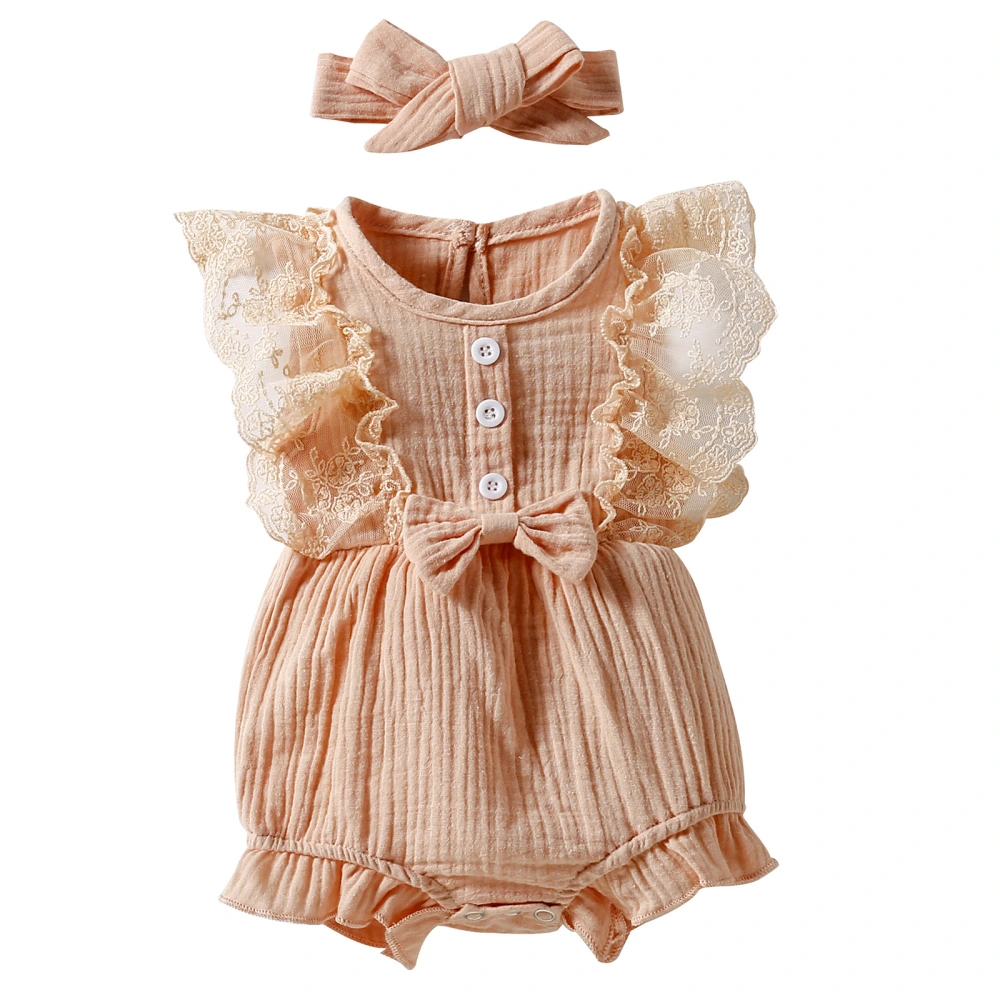 Infant Girl Cute Romper Lace Ruffles Sleeveless Round Neck Jumpsuit