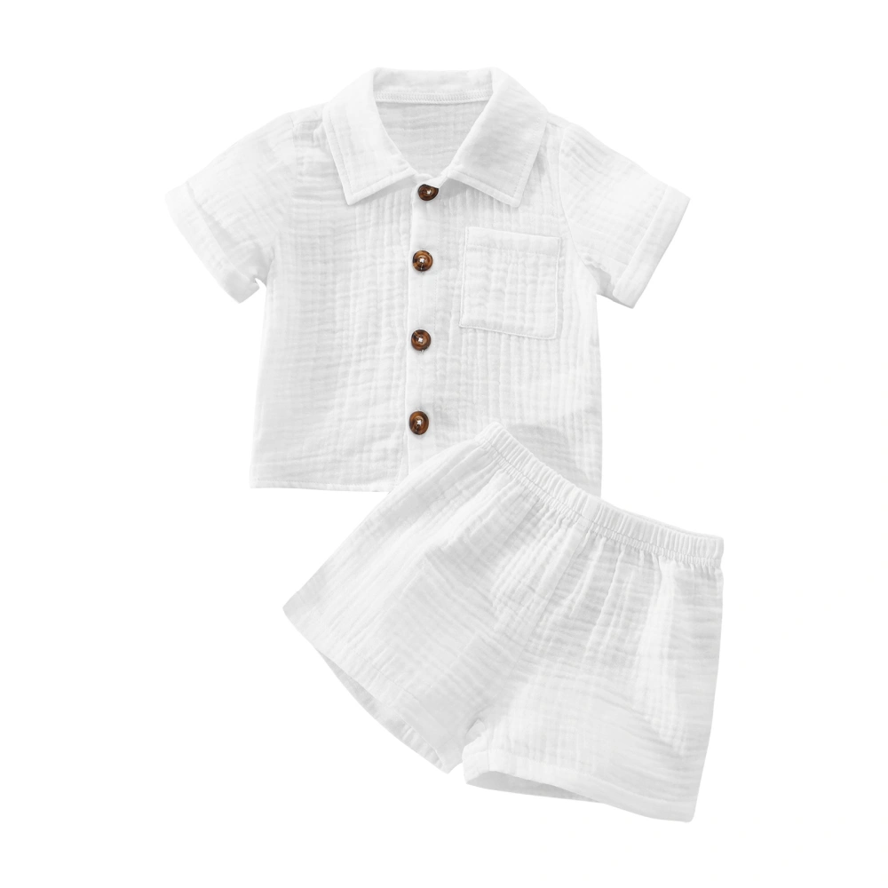 Kids Boys Shorts Set, Short Sleeve Shirt with Elastic Waist Shorts