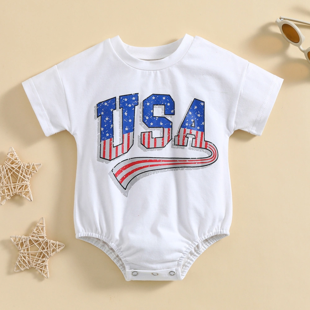 Toddler Boys Romper, Stripe Star Letter Printed Short Sleeve Bodysuit