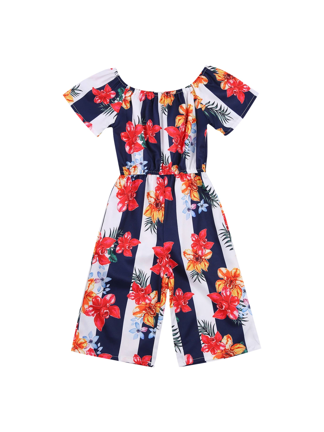 Kids Girls Fashion Off Shoulder Floral Print Jumpsuit Stylish Jumpsuit
