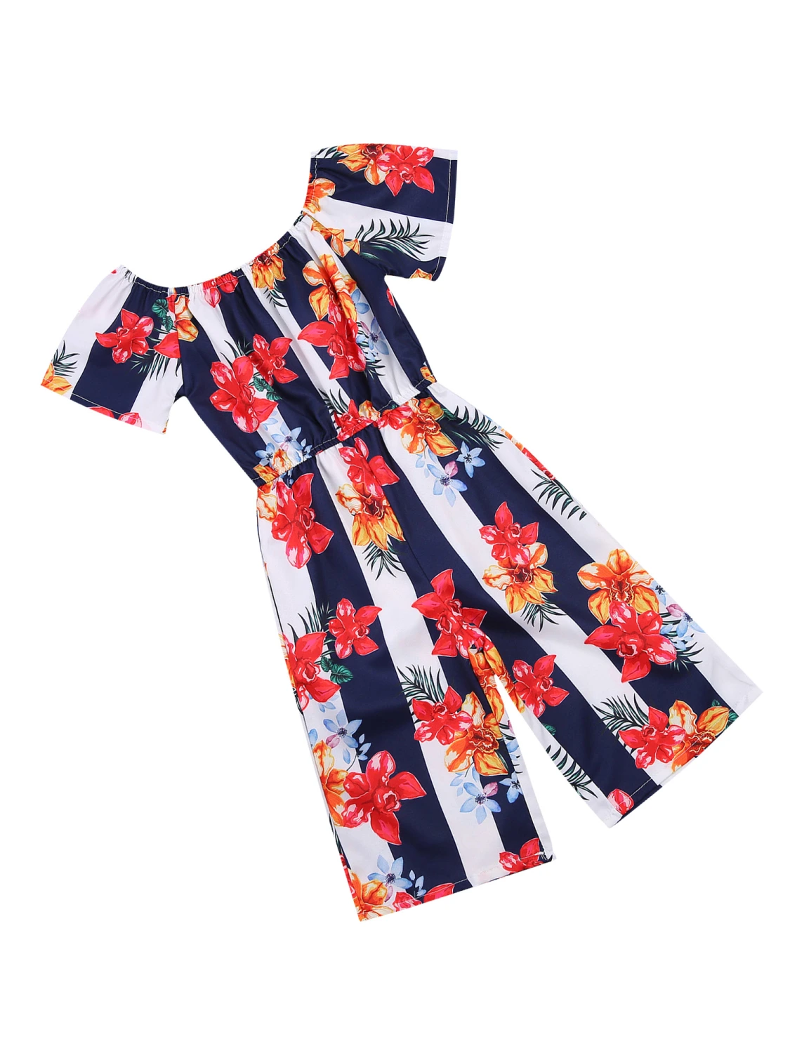 Kids Girls Fashion Off Shoulder Floral Print Jumpsuit Stylish Jumpsuit