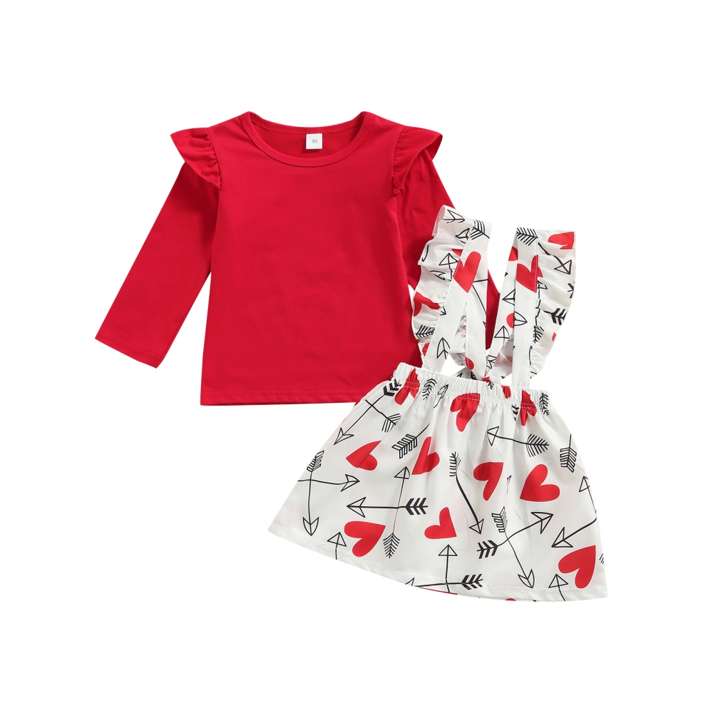 Girls Valentine’s Day Outfits, Ruffle Tops + Suspender Skirt