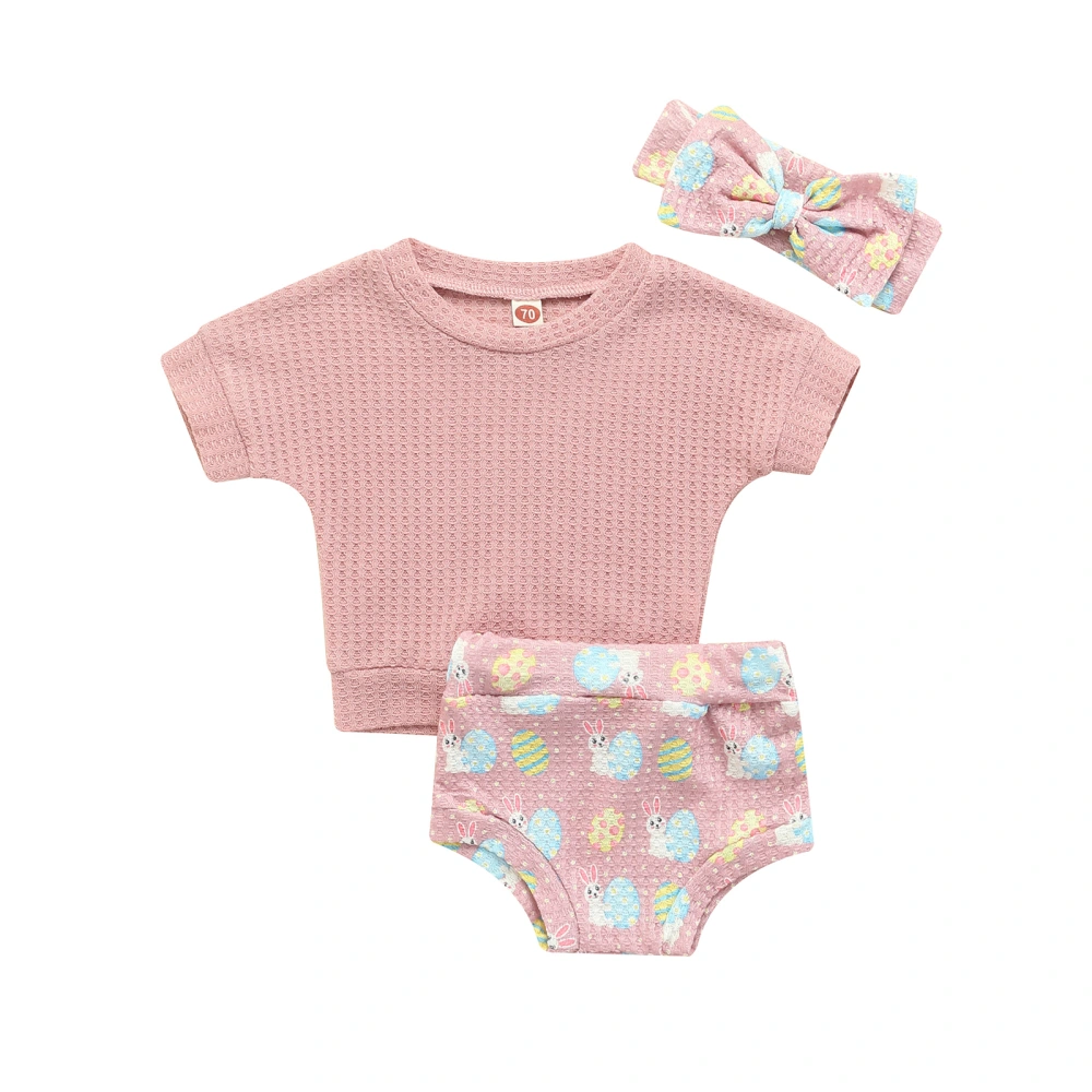  Baby Girl Short Pants Suits, Short Sleeve Tops+ Shorts + Headband Set