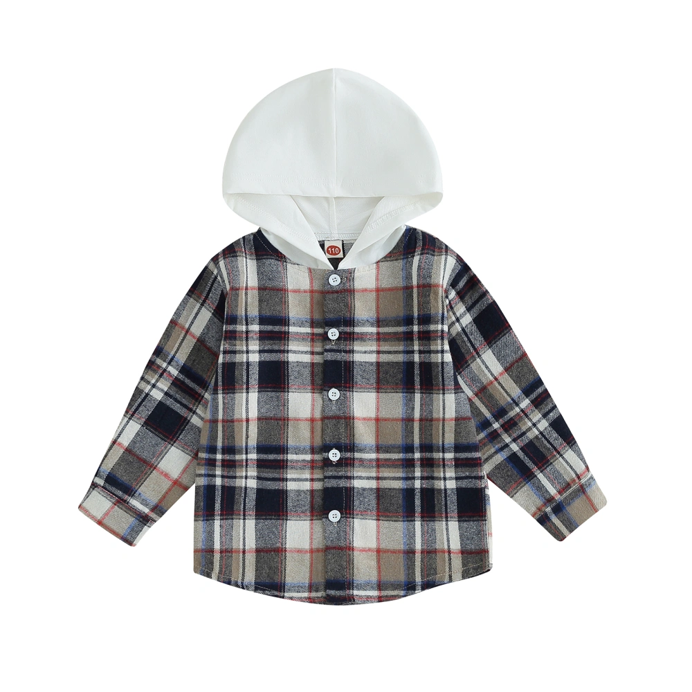 Kids Boys Hoodies Shirts Plaid Long Sleeve Hooded Toddler Clothes