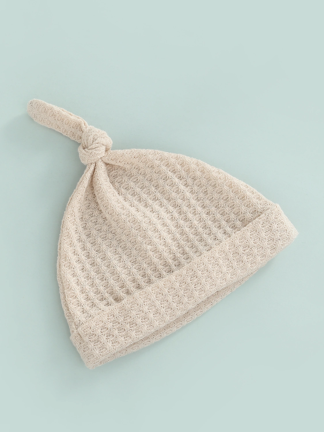 Newborn Baby Waffle Knit Swaddle, Infant Loose Hem Blanket Wrap Hat