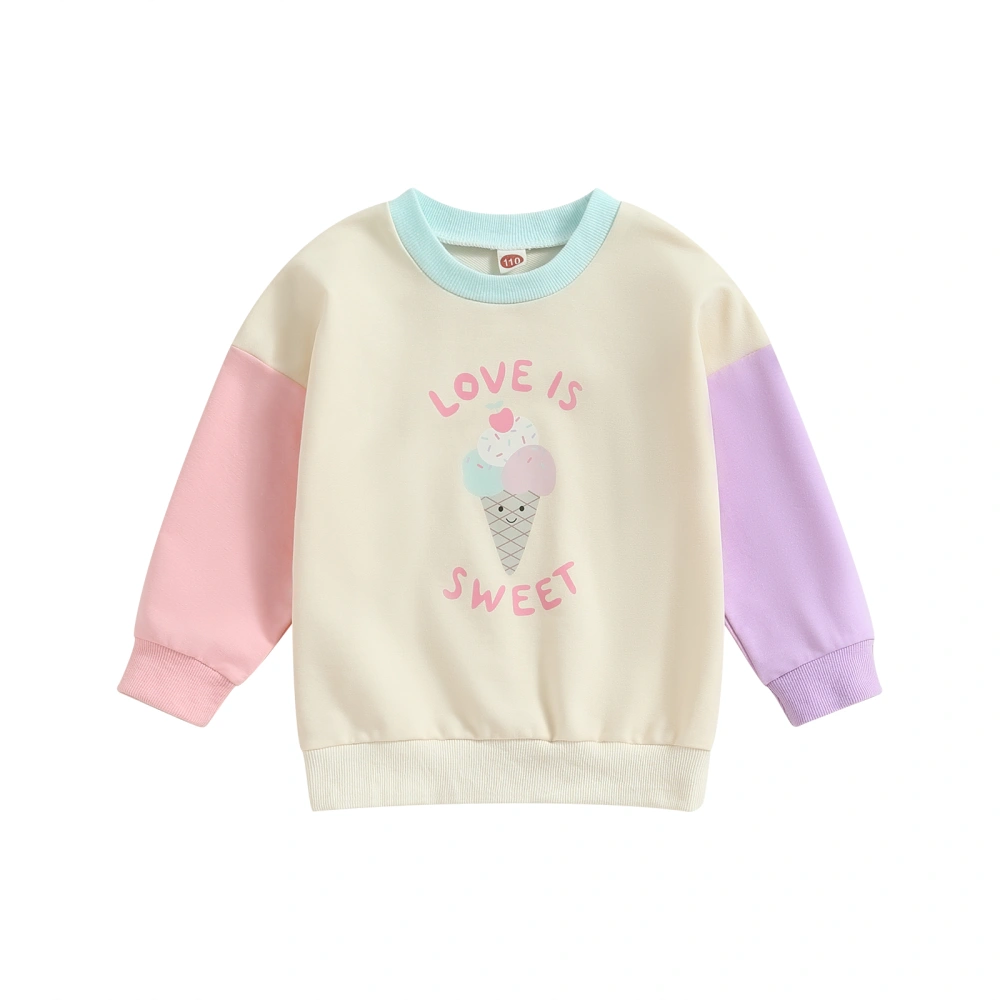 Baby Girl Fall Sweatshirt Ice Cream Print Long Sleeve Pullovers Tops