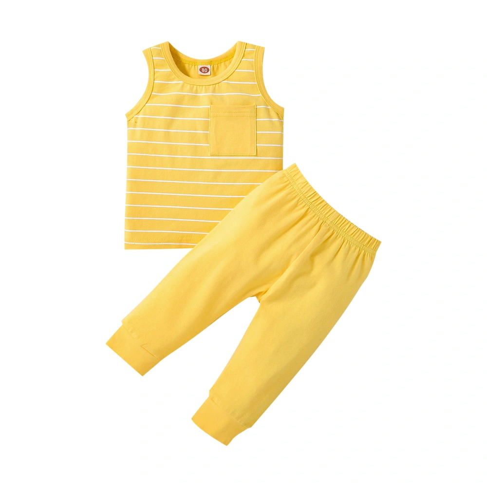 Infant Baby Suit, Stripe Sleeveless Tops+Solid Color Long Pants