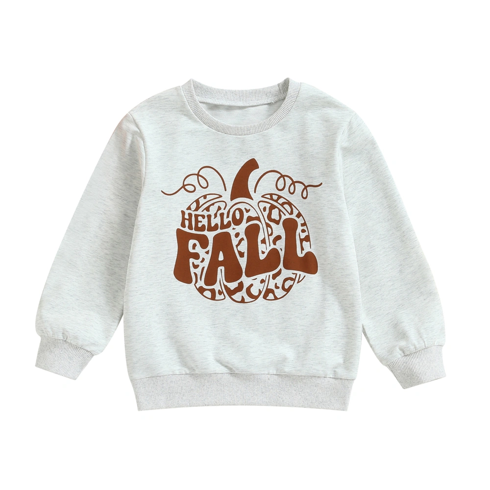 Kid Halloween Sweatshirt Long Sleeve Letter & Pumpkin Print Pullover