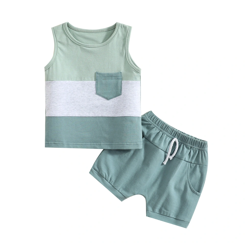 Baby Boy Shorts Suit Patchwork Sleeveless Tank Tops Solid Shorts