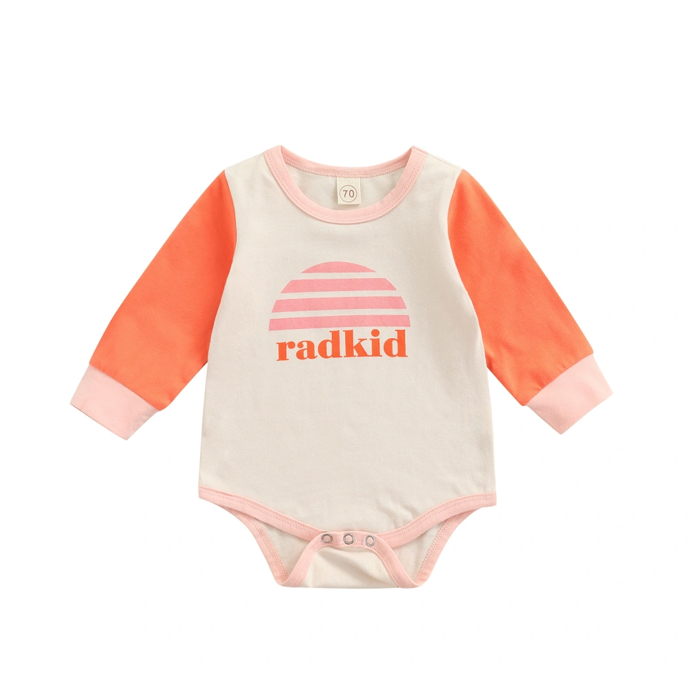 Baby Spring Romper, Infant Long Sleeve O-Neck Letter Print Snap Romper