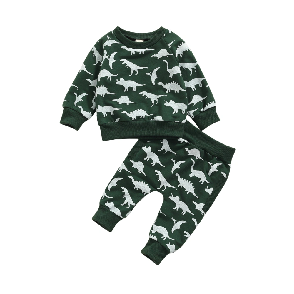 Baby Long Sleeve + Trousers, Dinosaur Print Elastic Waist Clothing