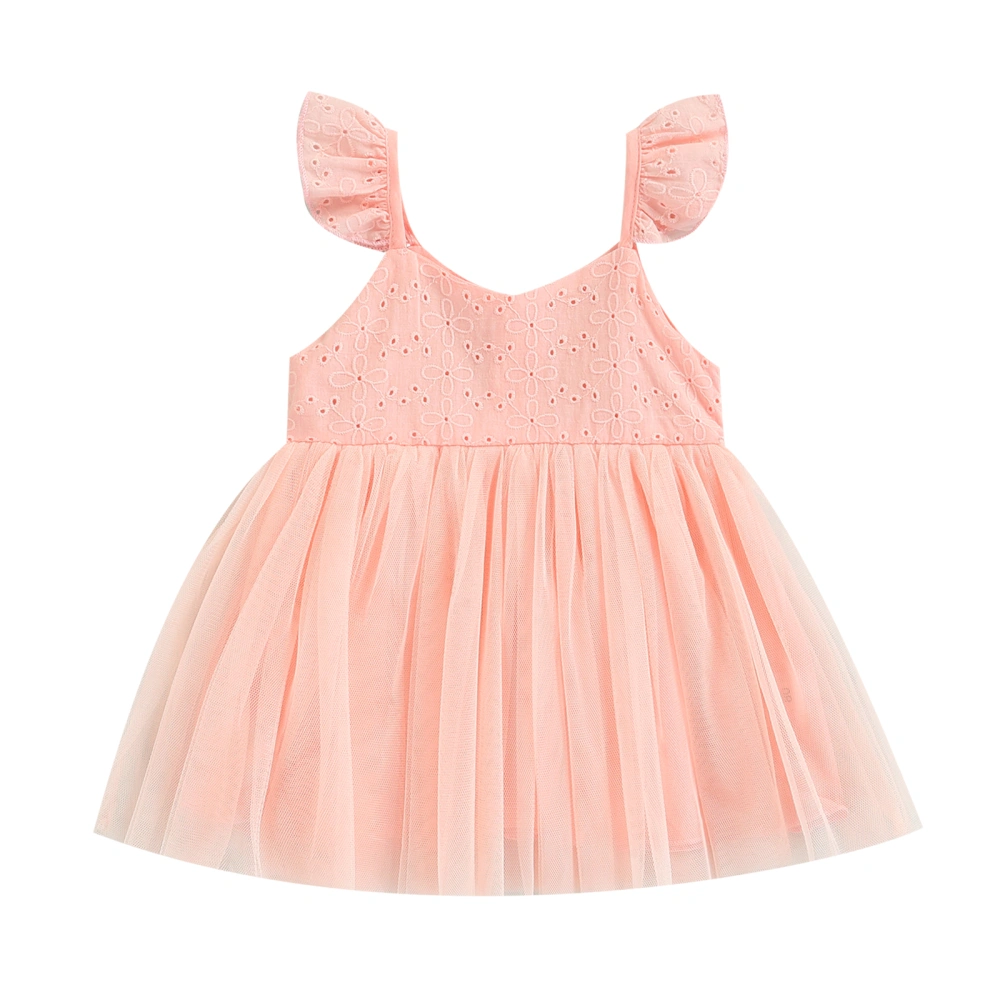 Baby Girl Summer Dress Sleeveless Solid Color Floral Top Tutu Dress