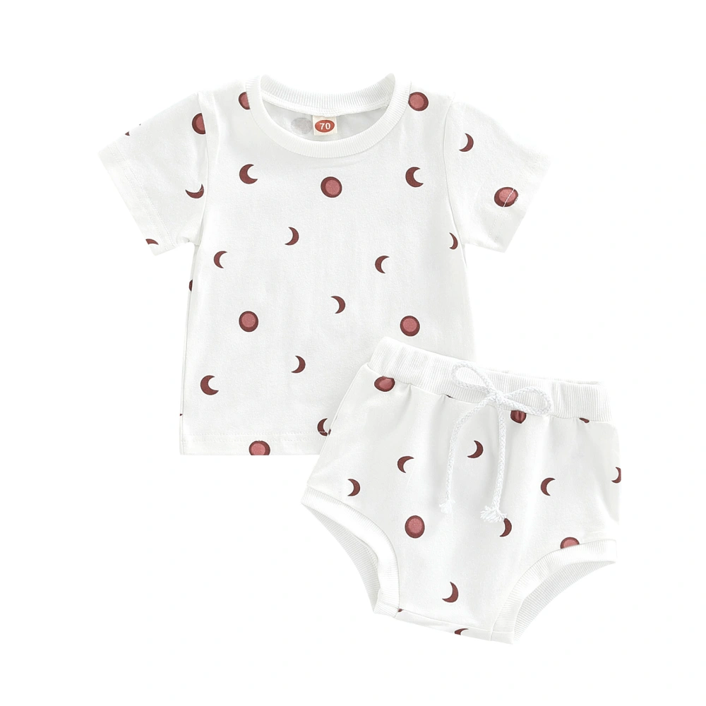 Baby Boys Girls Outfit, Round Collar Short Sleeve Tops, Shorts