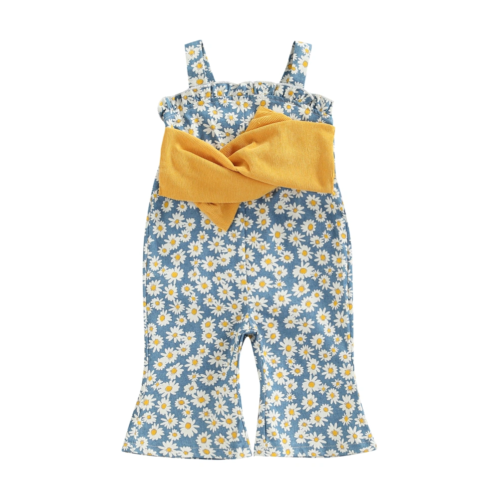 Baby Girl's Jumpsuit, Suspender Sleeveless Daisy Printed Romper