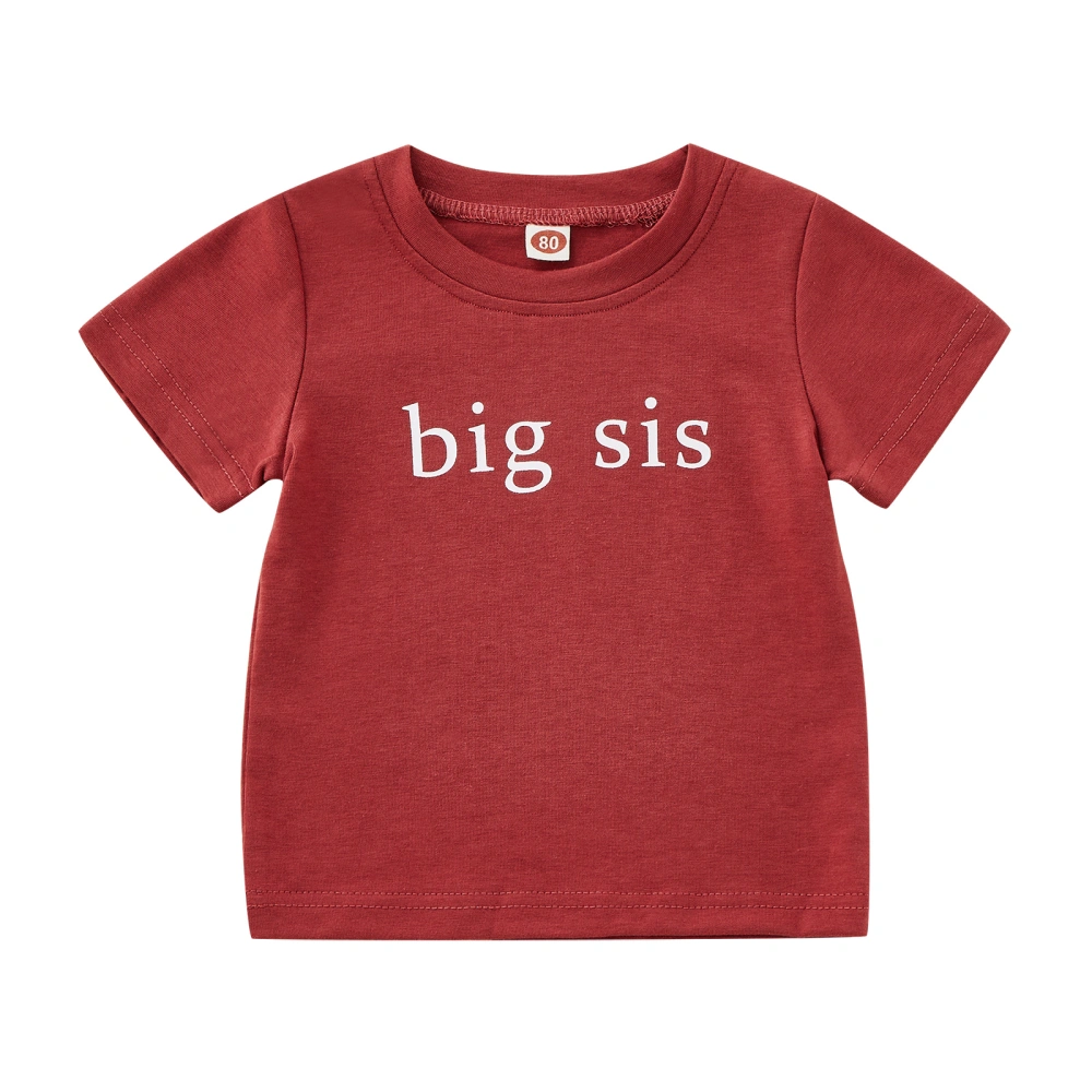 Children Girl T-shirt, Short Sleeve Round Neck Lettering Sister Tee