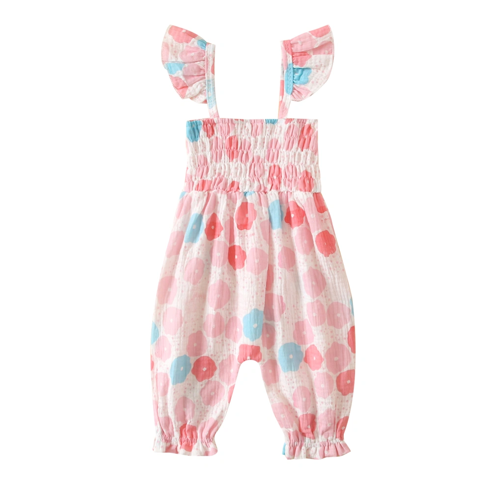 Infant Girls Dots/ Doughnut/ Flower Print Fly Sleeves Summer Jumpsuit