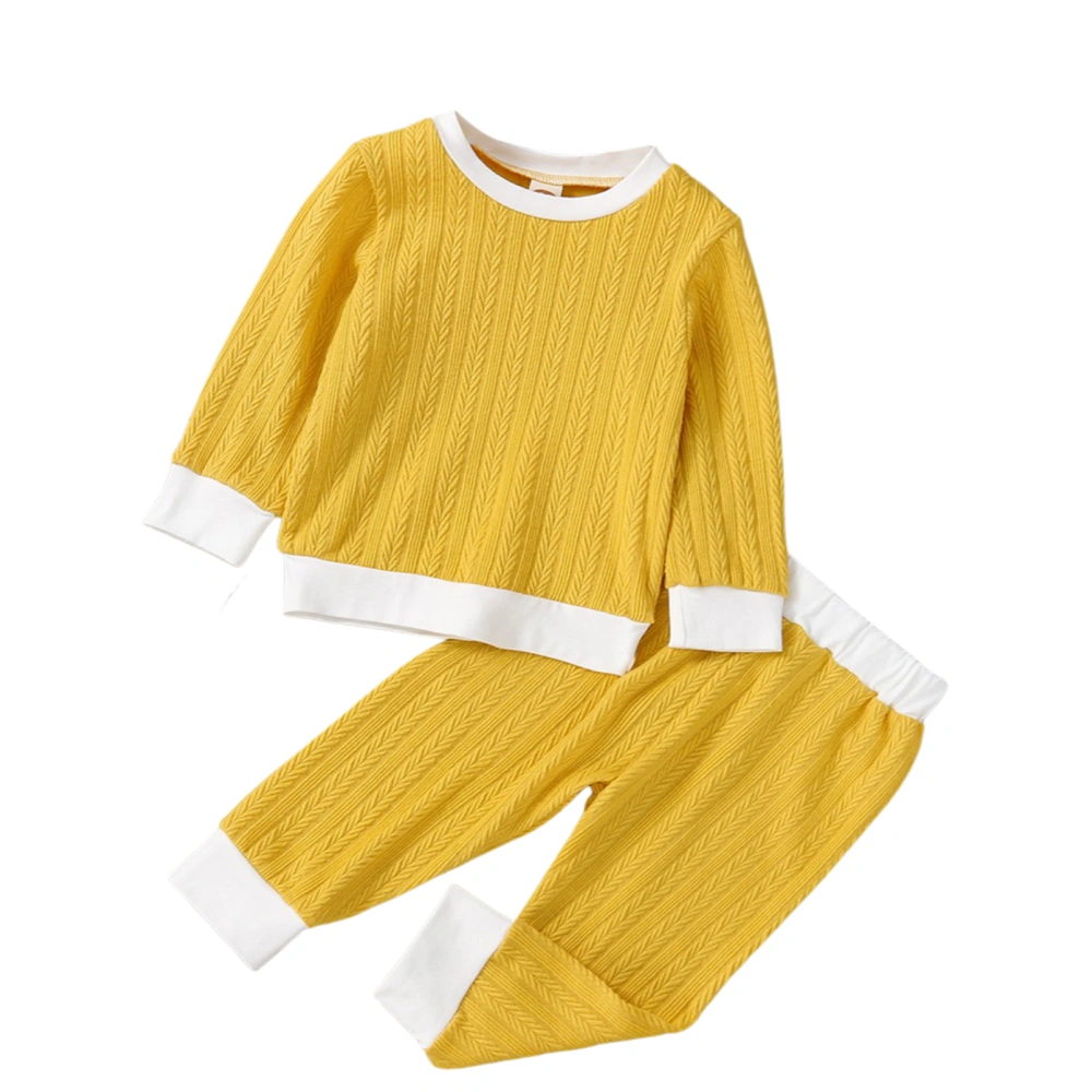 Baby Girl Sweater Set, Long Sleeve Round Neck Patchwork Tops Pants