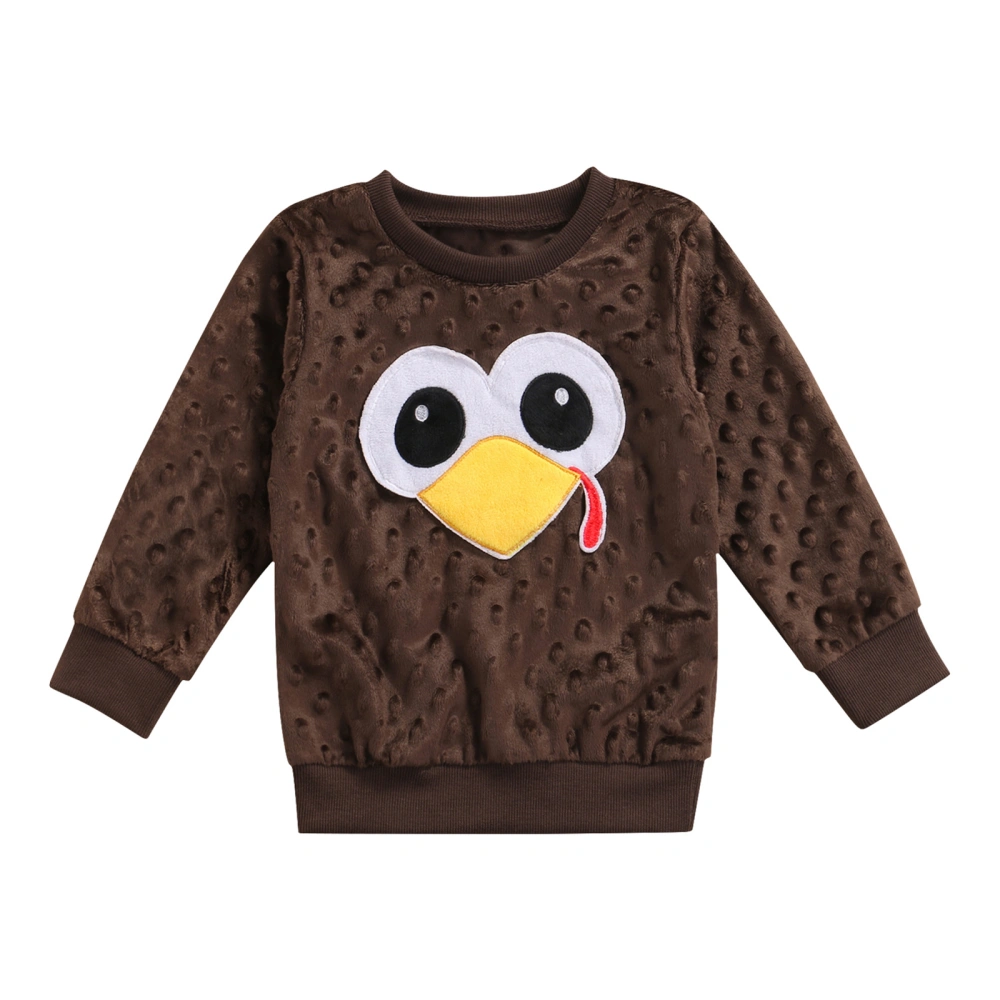 Baby Turkey Patchwork Sweatshirt, Long Sleeve O-neck Pullover