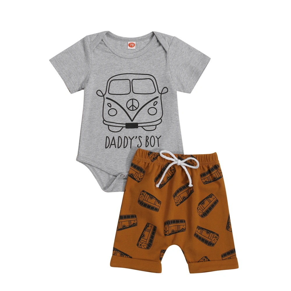 Baby Summer Tracksuit, Boys Short Sleeves Romper + Shorts, 0-18 Months