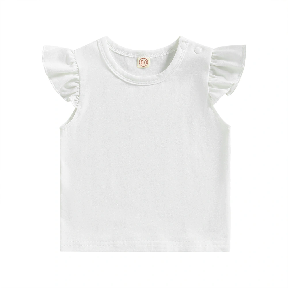 Toddler Girls Summer T-Shirts Fly Sleeve Round Neck Tops Kids T-Shirts