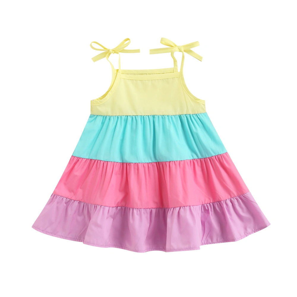 Kids Princess Dress, Contrast Color Sleeveless Strappy One-Piece