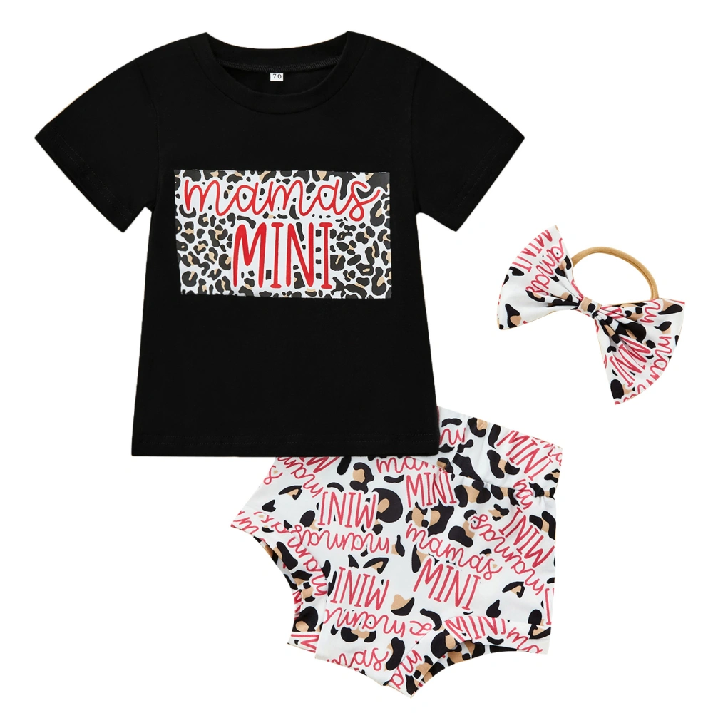 Baby Girls Shorts Set, Summer T-shirt Letters Shorts with Hairband 