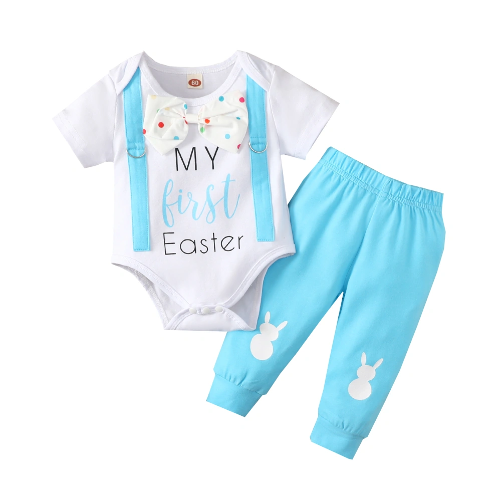 Baby Romper Tops Short Sleeve Buttons Easter Shirt Jogger Trousers 