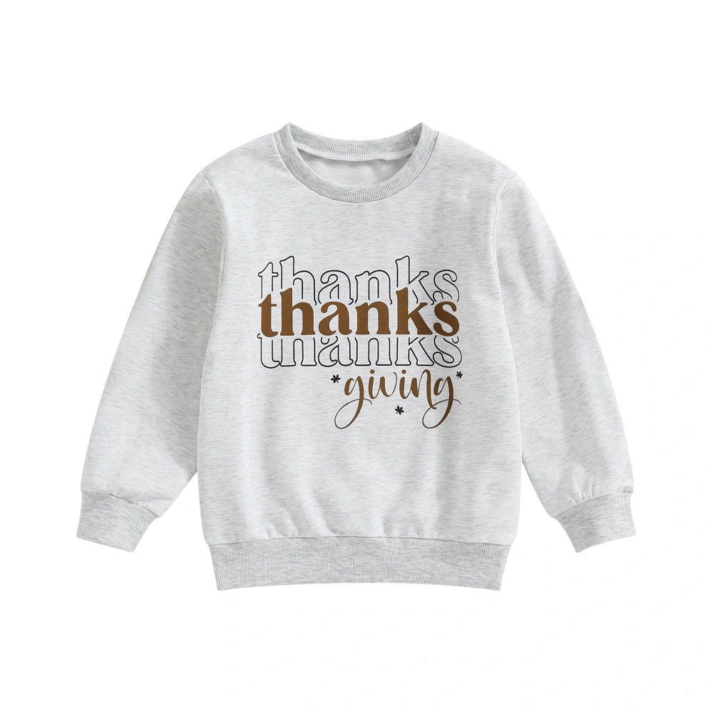 Thanksgiving Kids Sweatshirt, Long Sleeve Letters Print Hoodie