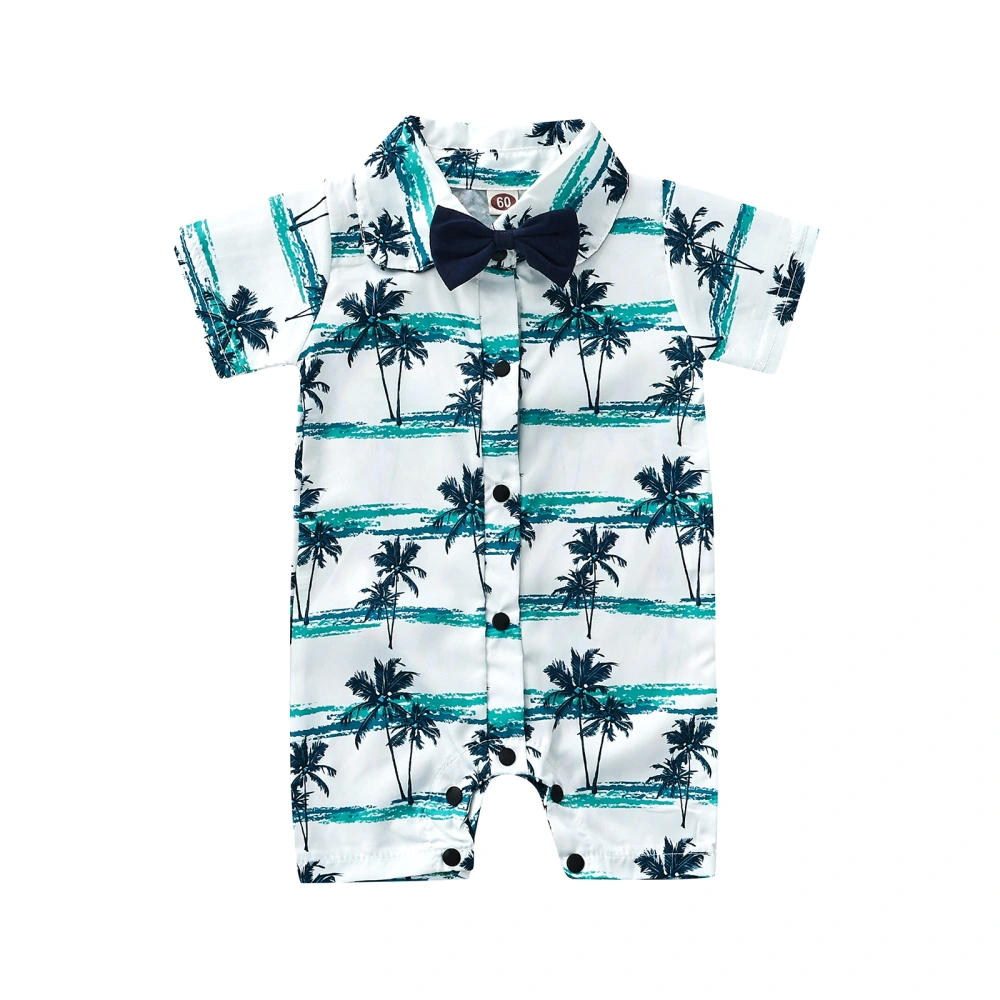 Baby Boy's Romper, Short Sleeve Turn-Down Collar Tree Printed Romper