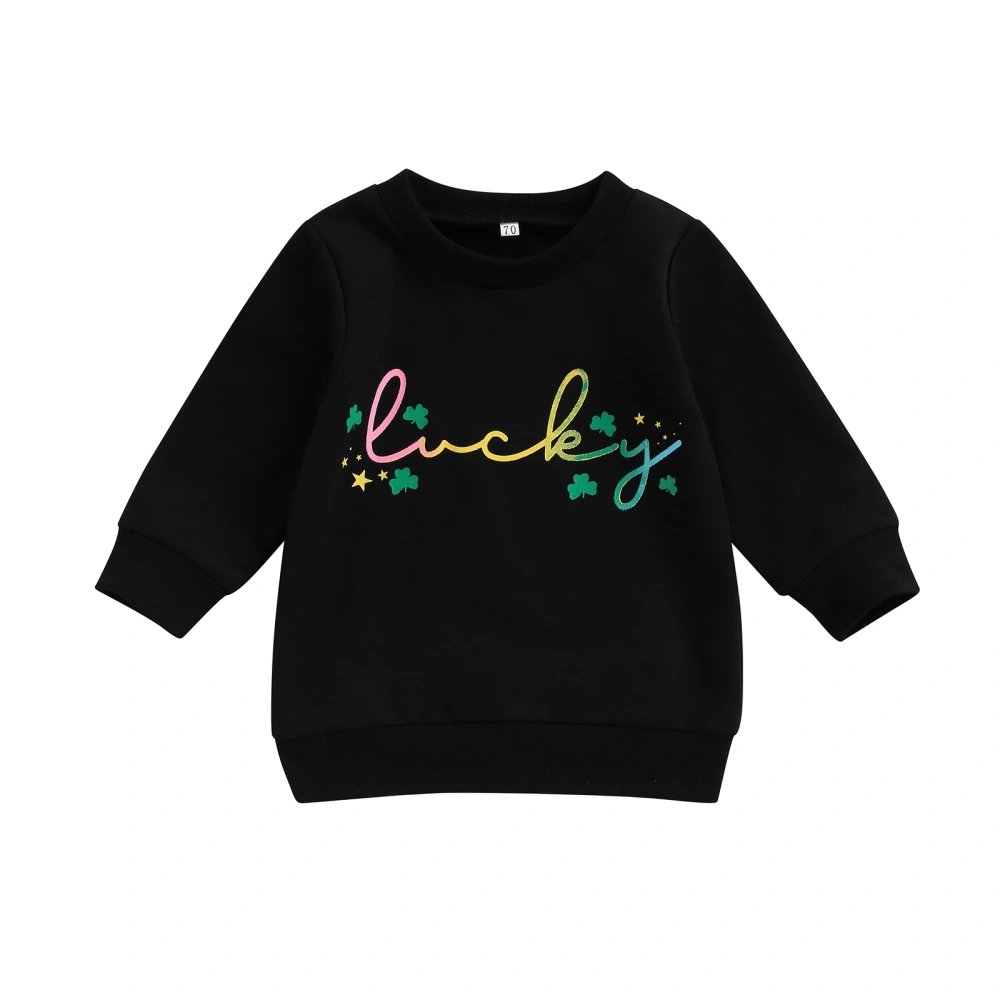 Little Boys Girls Sweatshirt, 'Lucky' Letter Clover Printed Shirts